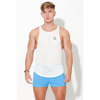 JJ Malibu - Come Through Mesh Tank Top - White w/ Angel Design - Circus of Books