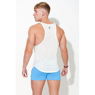 JJ Malibu - Come Through Mesh Tank Top - White w/ Angel Design - Circus of Books