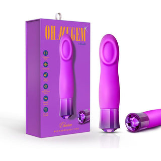 Oh My Gem Charm Rechargeable Silicone Vibrator - Amethyst Purple - Circus of Books