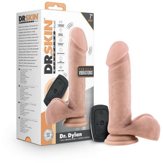 Dr. Skin - Silicone Dr. Dylan Rechargeable Vibrating Dildo with Remote Control 7in - Vanilla - Circus of Books