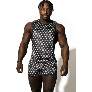 JJ Malibu - Deja Vu Drop Arm Tank Top - X Pattern - Circus of Books