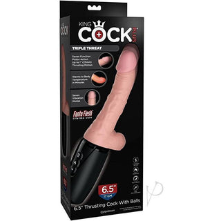 King Cock Plus Triple Threat Thrusting Cock With Balls 6.5in - Vanilla - Circus of Books