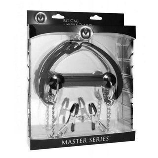 Master Series - Equine - Bit Gag w/ Nipple Clamps - Circus of Books