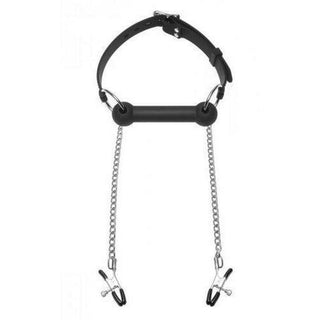 Master Series - Equine - Bit Gag w/ Nipple Clamps - Circus of Books