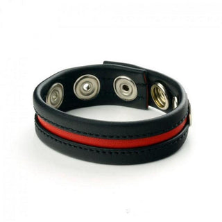 Prowler RED - 3-Snap Leather Cock Strap - Black/Red - Circus of Books