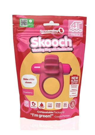 Screaming O - 4T Skooch Vibrating Cock Ring with Clitoral Stimulator - Strawberry