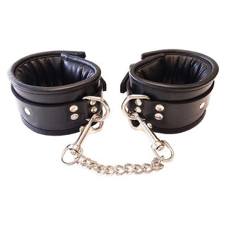 Rouge Padded Leather Adjustable Wrist Cuffs - Black