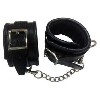 Rouge Padded Leather Adjustable Wrist Cuffs - Black