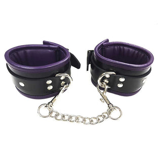Rouge Padded Leather Adjustable Wrist Cuffs - Black
