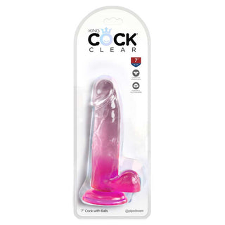 King Cock Clear Dildo with Balls 10in - Clear