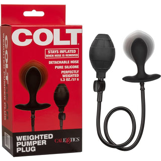 COLT Weighted Pumper Inflatable Silicone Anal Plug - Black