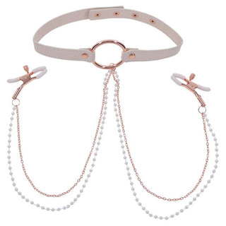 Sportsheets Peaches 'n CreaMe Collar with Nipple Clamps