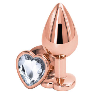Rear Assets Rose Gold Heart Anal Plug - Medium - Clear