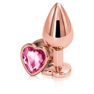 Rear Assets Rose Gold Heart Anal Plug - Medium - Clear