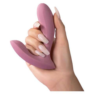Svakom Erica Rechargeable Silicone App Compatible Dual Vibrator with Clitoral Stimulator and Remote Control -Dusty Blue