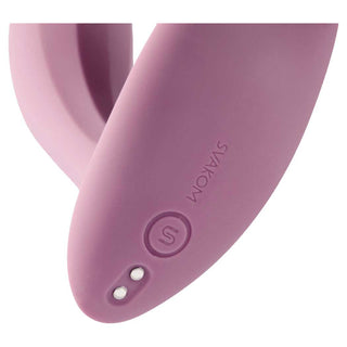 Svakom Erica Rechargeable Silicone App Compatible Dual Vibrator with Clitoral Stimulator and Remote Control -Dusty Blue