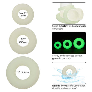 CalExotics Alpha Glow-In-The-Dark Liquid Silicone 3 Ring Set