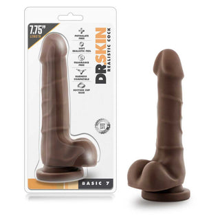 Dr. Skin Silver Collection Basic 7 Dildo with Balls 7.75in - Chocolate