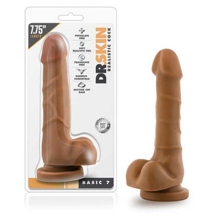 Dr. Skin Silver Collection Basic 7 Dildo with Balls 7.75in - Chocolate