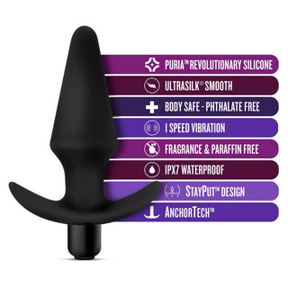 Anal Adventures Platinum By Blush | Black 5-Inch Vibrating Anal Plug