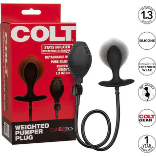 COLT Weighted Pumper Inflatable Silicone Anal Plug - Black