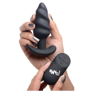 Bang! 21X Vibrating Silicone Rechargeable Swirl Butt Plug with Remote Control