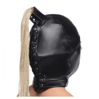 Strict Blonde Ponytail Bondage Hood