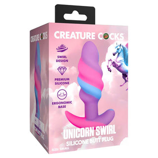 Creature Cocks - Unicorn Swirl Silicone Butt Plug - Med