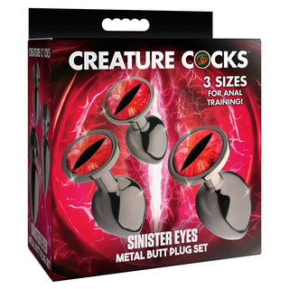 Creature Cocks Sinister Eyes Red Eye Metal Butt Plug Set