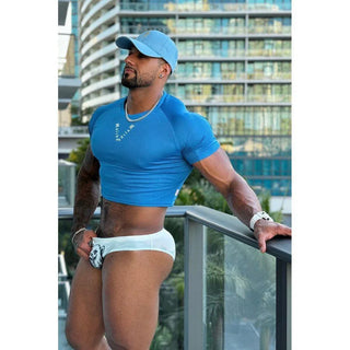 JJ Malibu - Jersey Mesh Cropped T-Shirt - Cobalt Blue