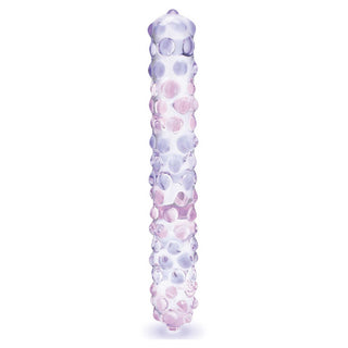 Glas Purple Rose Glass Nubby Dildo 9in - Clear/Pink