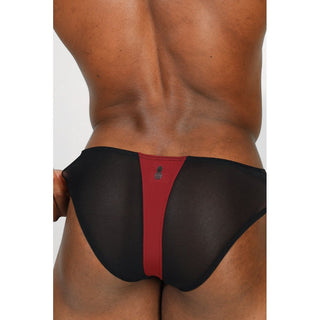 JJ Malibu - Club-Kid Mesh Bikini Briefs - Sangria Red