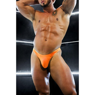 JJ Malibu - Flawless Feel Seamless Thong with Mesh Cutout - Amber Orange