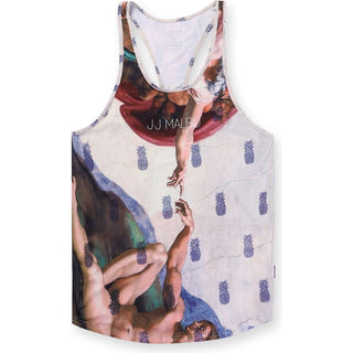 JJ Malibu - Feel-Me Scoop Bottom Tank - Hands w/ Pineapple Print