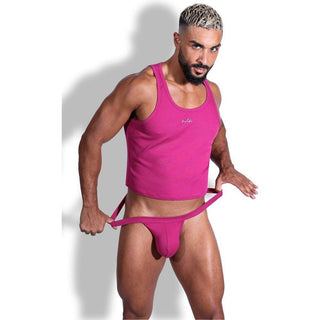JJ Malibu - Sparks-Fly Muscle Fit Ribbed Cropped Tank - Dark Pink