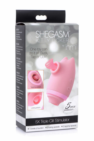 Inmi Shegasm Kitty Licker 5X Silicone Rechargeable Clit Stimulator - Pink