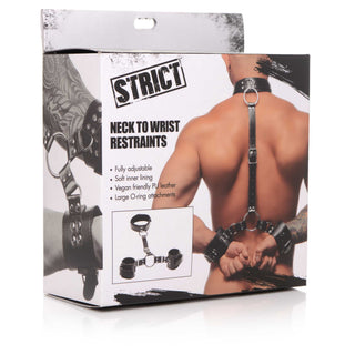 Strict Adjustable Neck to Wrist Restraints - Black