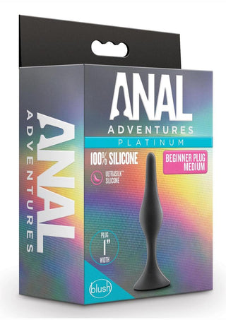 Anal Adventures Platinum Silicone Beginner Plug - Small - Black