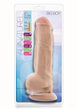 Au Naturel - Big Boy Dildo With Balls 10" - Caramel