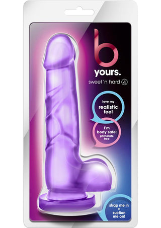 B Yours Sweet N' Hard 4 Dildo with Balls 7.75in - Blue