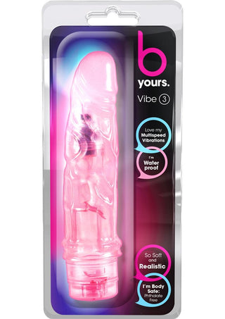 B Yours Vibe 3 Vibrating Dildo 7.25in - Purple