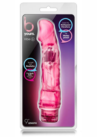 B Yours Vibe 6 Vibrating Dildo 9in - Blue