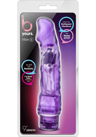 B Yours Vibe 6 Vibrating Dildo 9in - Blue