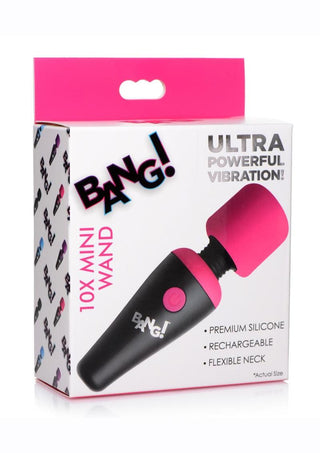 Bang! 10X Vibrating Mini Rechargeable Silicone Wand Massager - Blue