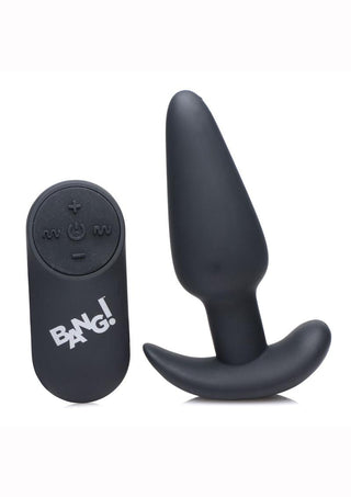Bang! 21x Vibrating Silicone Rechargeable Butt Plug with Remote Control - Blue