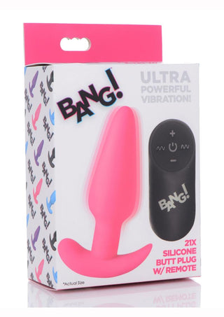 BANG! - 21X Remote Control Vibrating Silicone Butt Plug - Purple