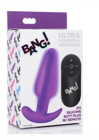 Bang! 21x Vibrating Silicone Rechargeable Butt Plug with Remote Control - Pink