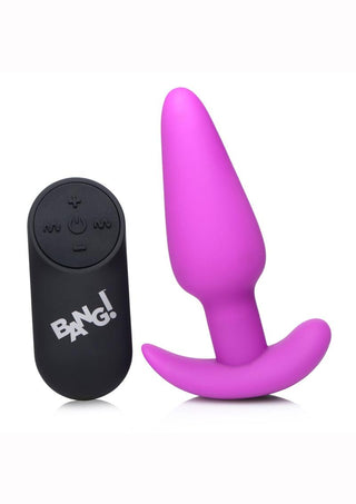 Bang! 21x Vibrating Silicone Rechargeable Butt Plug with Remote Control - Blue