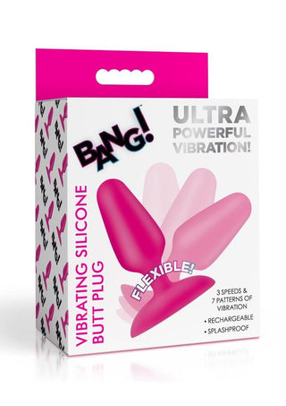 Bang! Flexible Vibrating Silicone Rechargeable Butt Plug - Purple
