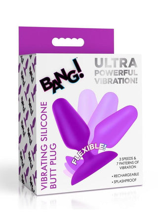 Bang! Flexible Vibrating Silicone Rechargeable Butt Plug - Pink